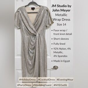 John Meyer Metallic Wrap Midi Dress